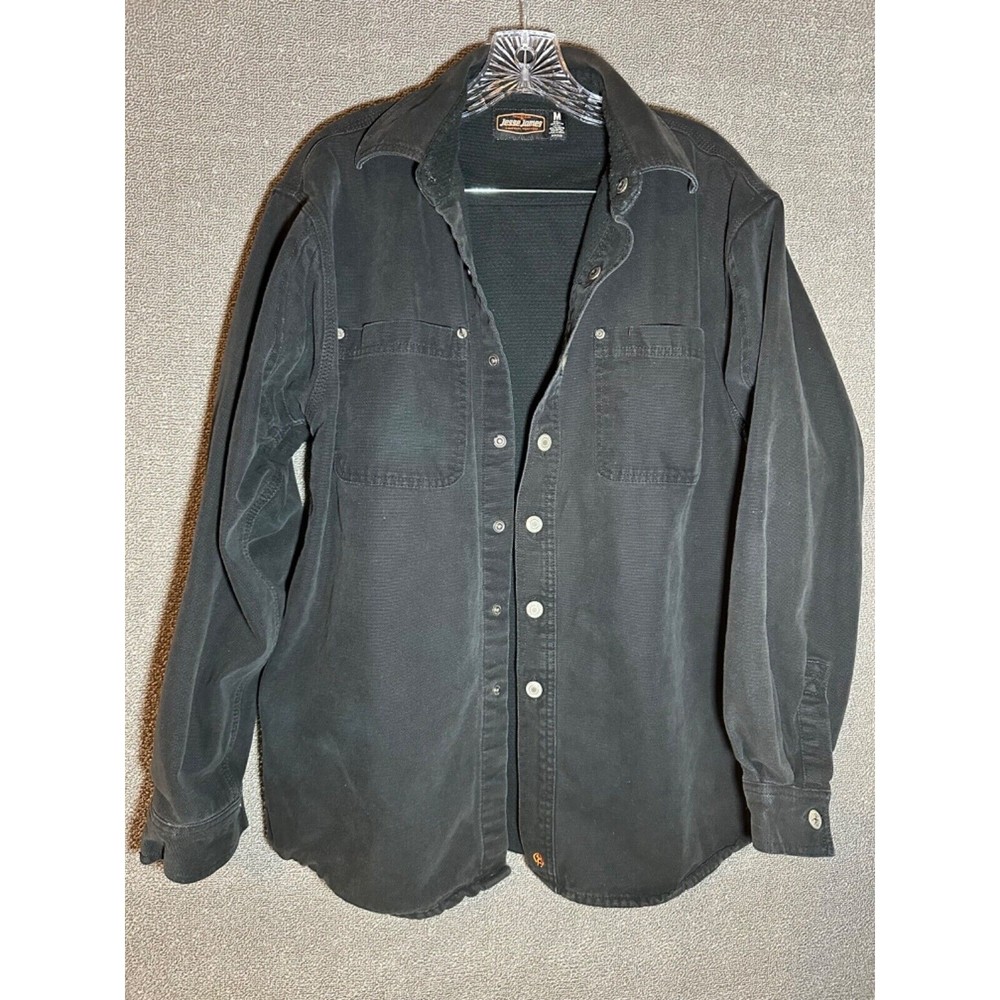 Jesse James Shirt Men’s Size Med Black Bikercore Workwear Short Sleeve Mechanic